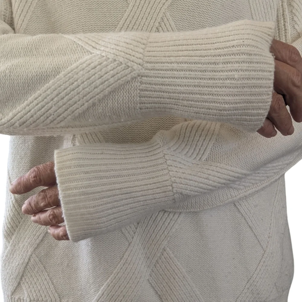Reiss Alpaca Wool Blend V Neck Knit Sweater Cream S